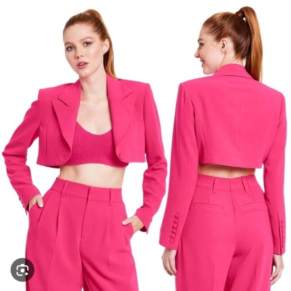 Sergio Hudson × Target Fuschia Pink Cropped Boxy Blazer Jacket Formal Party - Picture 1 of 10